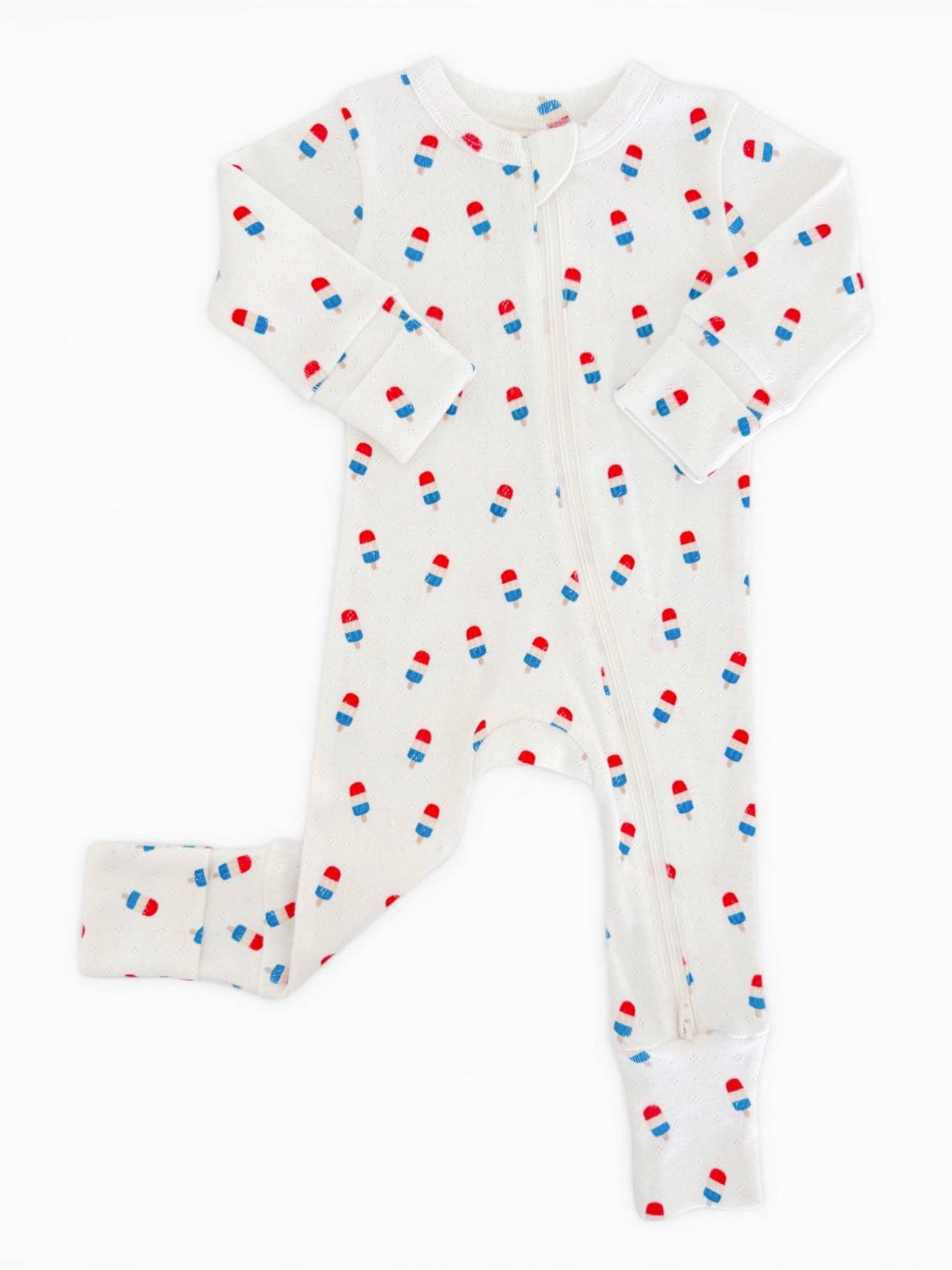 Popsicle Print Organic Pointelle 2-Way Zip Romper