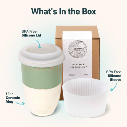 Sage Green Ceramic 12 Oz. Travel Mug