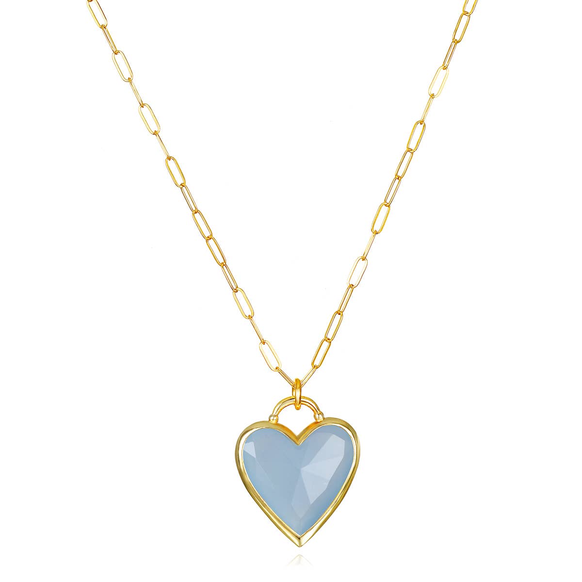Blue Jade Framed Heart Necklace