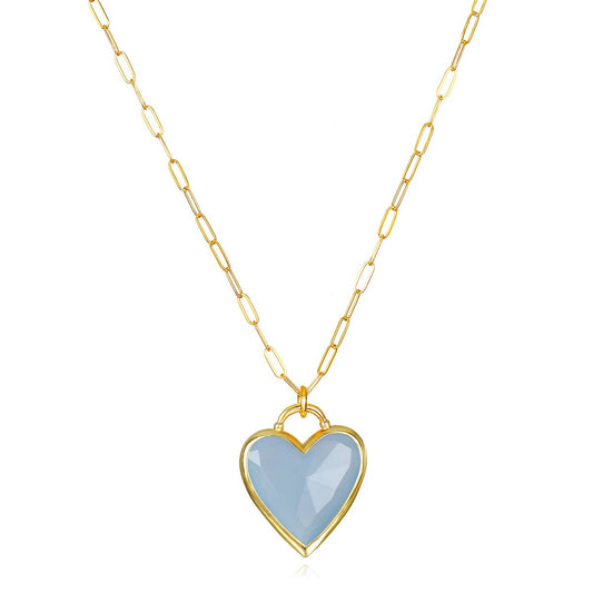 Blue Jade Framed Heart Necklace