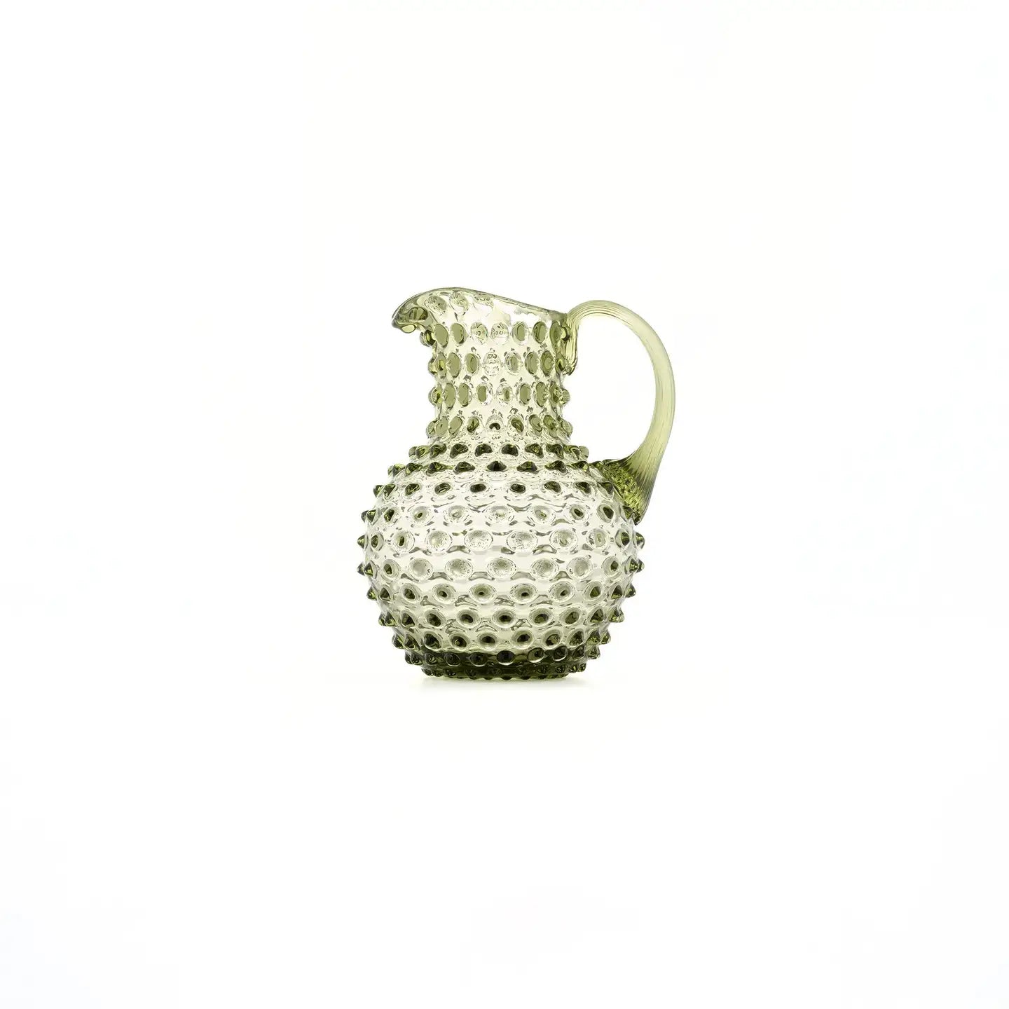 Handblown Hobnail Creamer - Moss Green