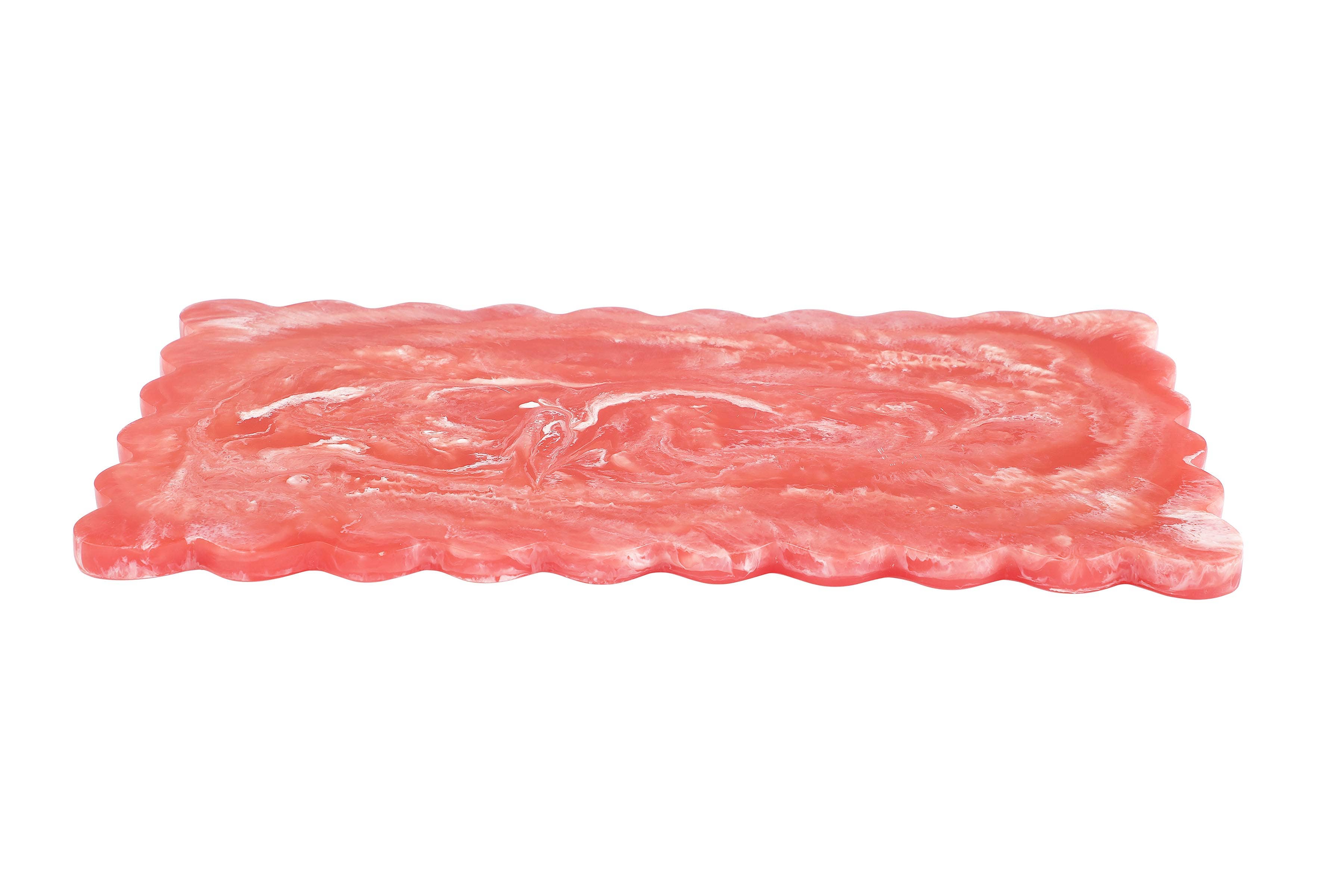 Scalloped Pink Rectangular Resin Cheese Board