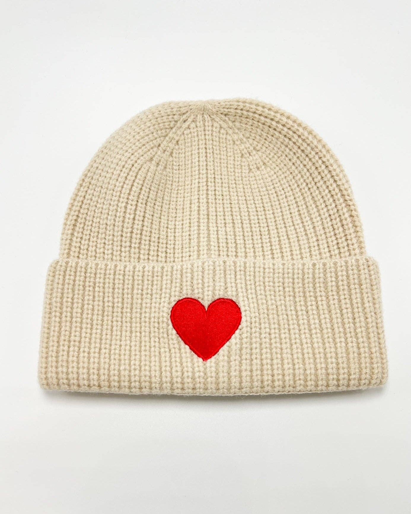 Signature Heart Beanie - Beige