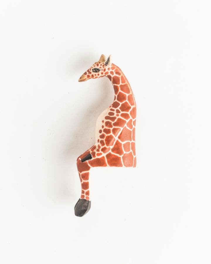 Hand-Carved Sitting Giraffe