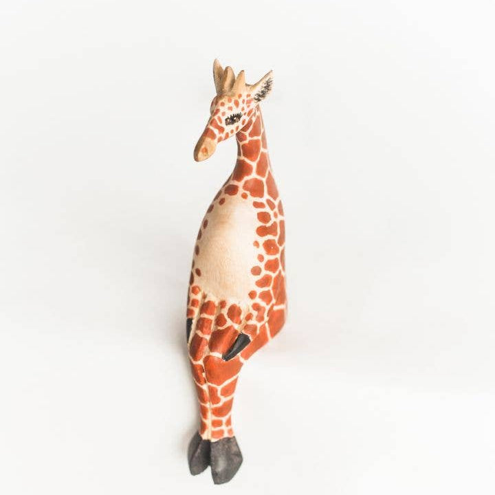 Hand-Carved Sitting Giraffe