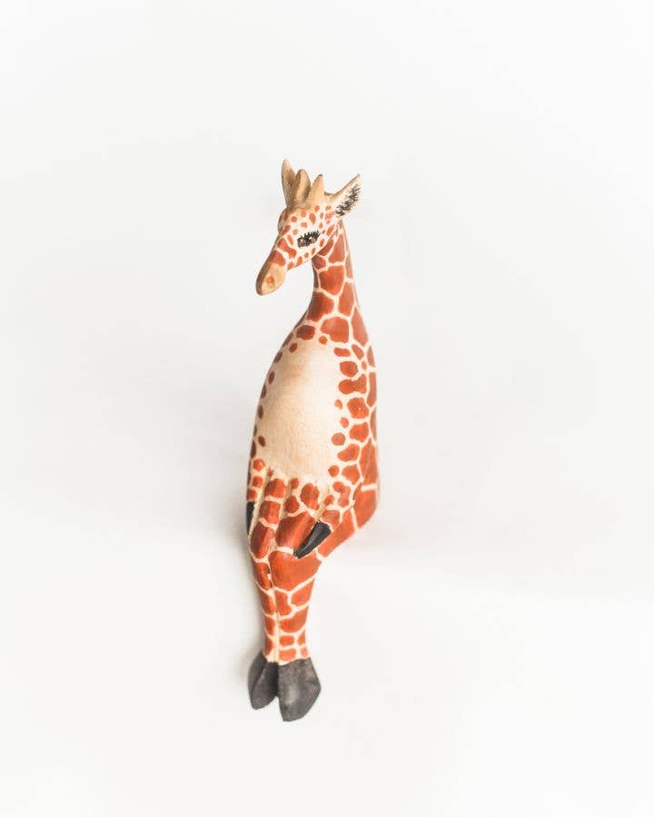 Hand-Carved Sitting Giraffe