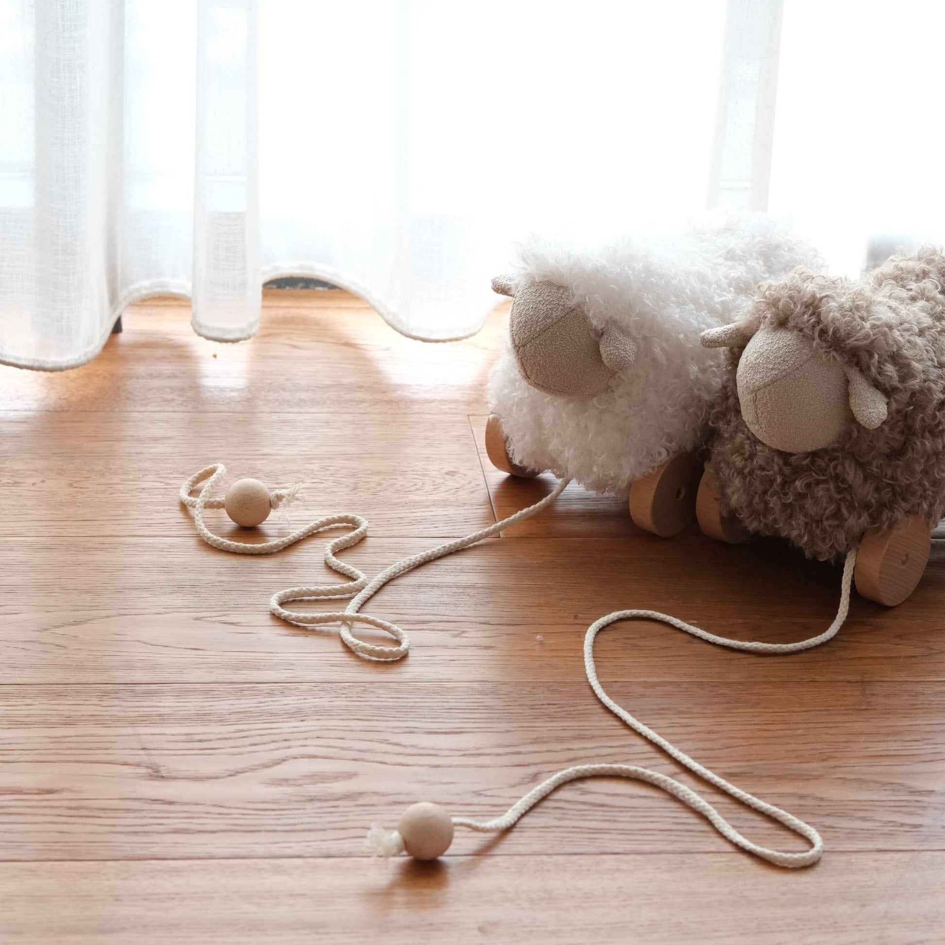 Button The Pull-Along Sheep in Taupe