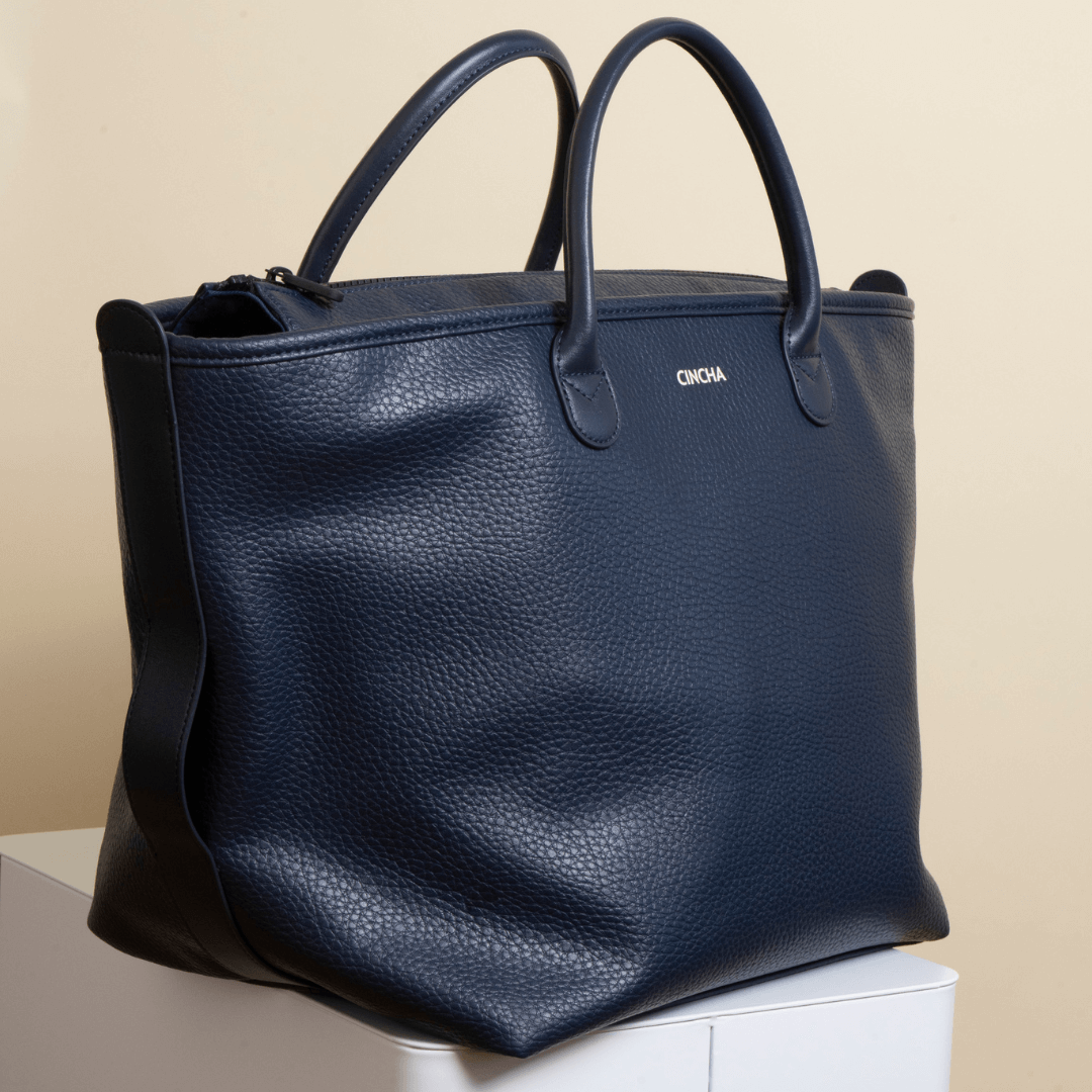 The Vegan Leather Go-Tote By Cincha In Navy