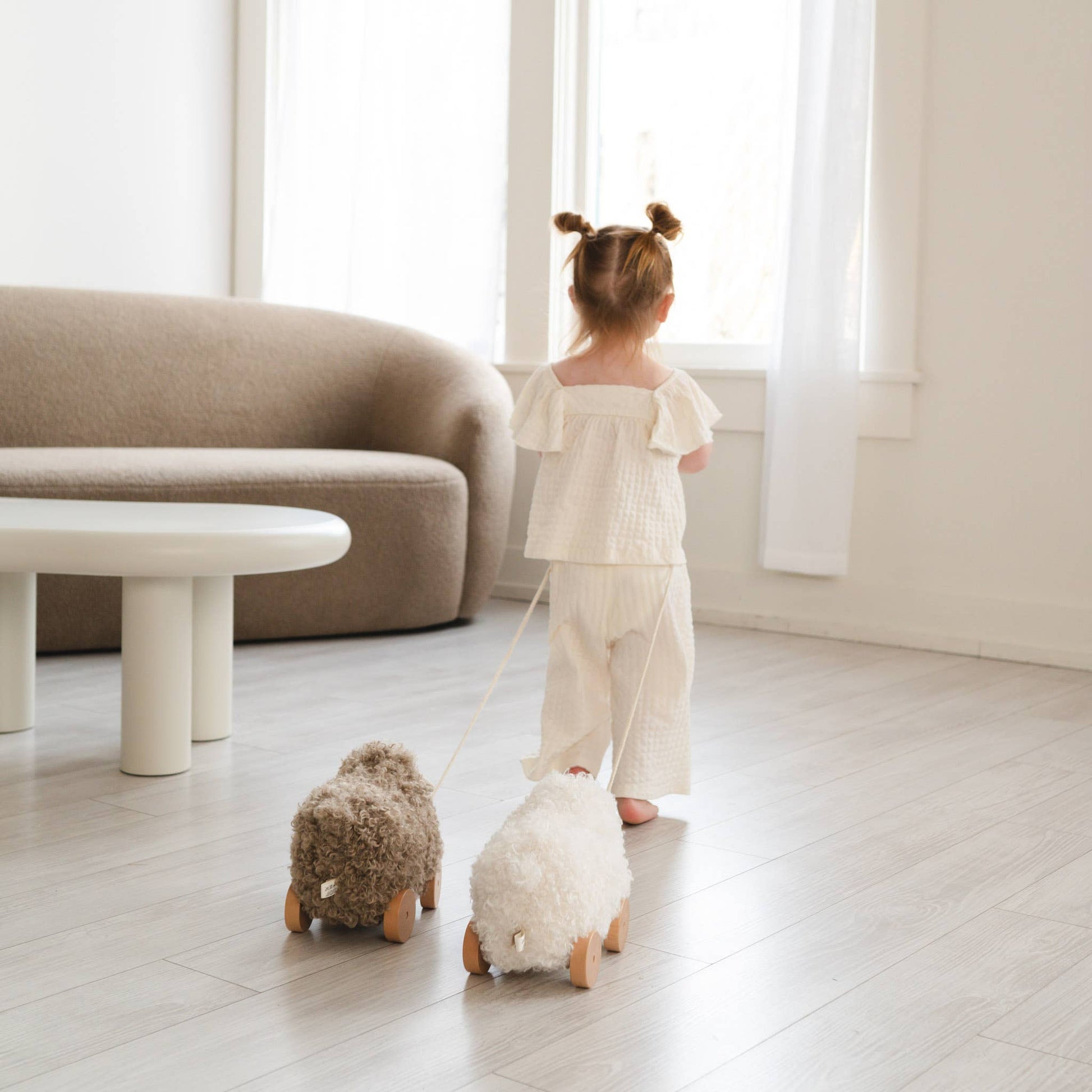 Button The Pull-Along Sheep in Taupe