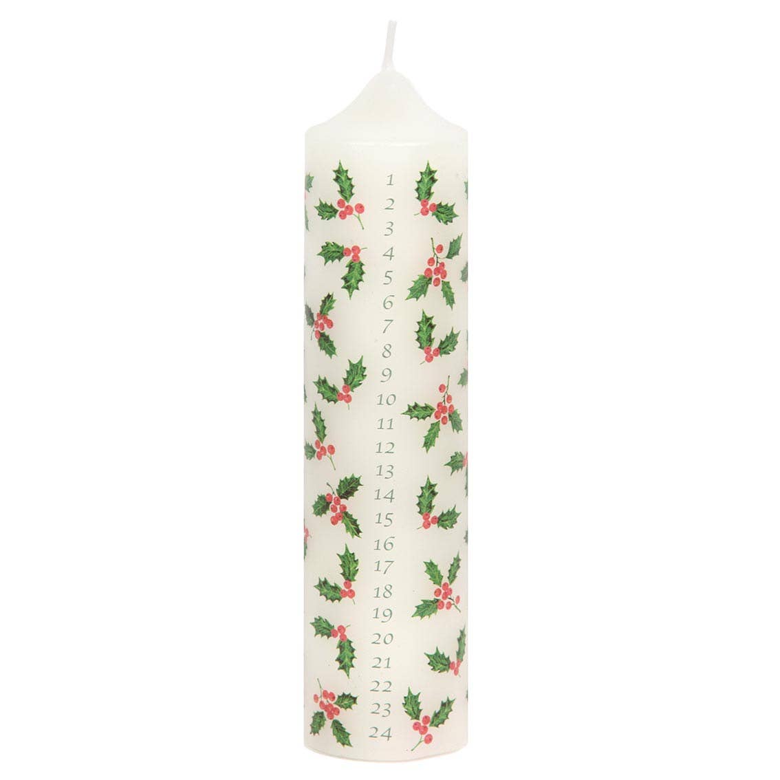 Holly Christmas Pillar Advent Candle