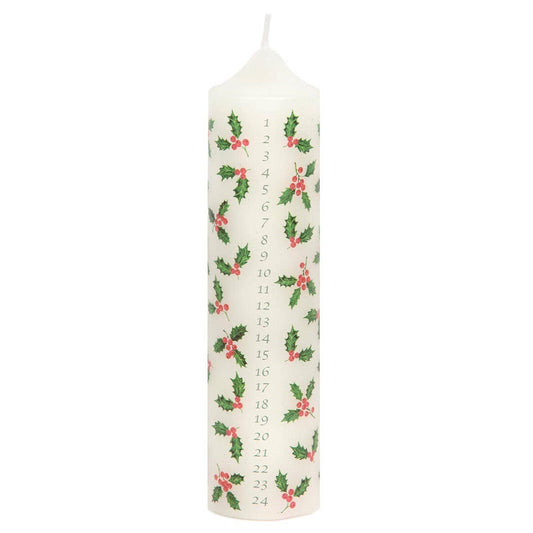 Holly Christmas Pillar Advent Candle