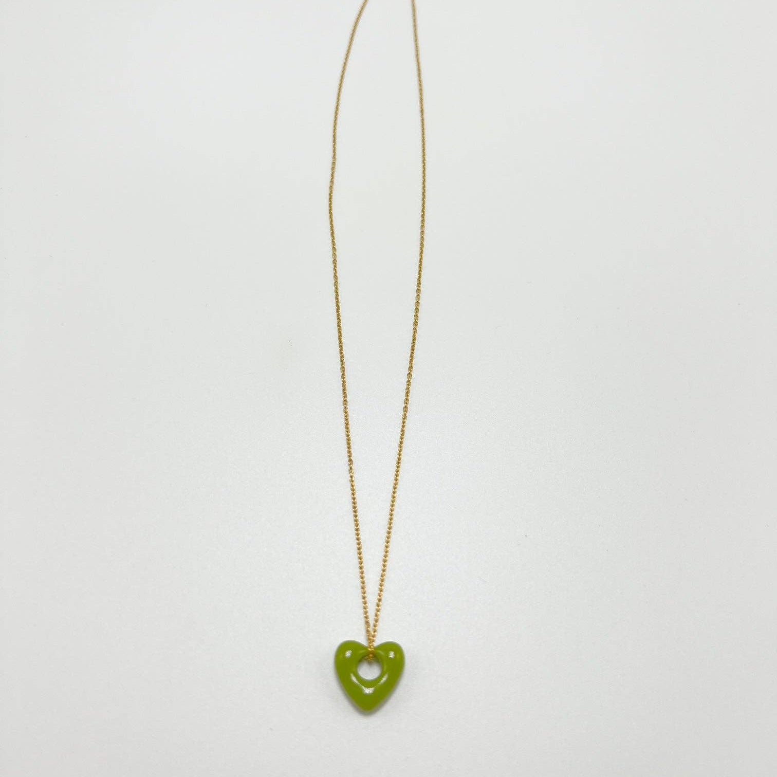 Signature Heart Necklace In Olive Green