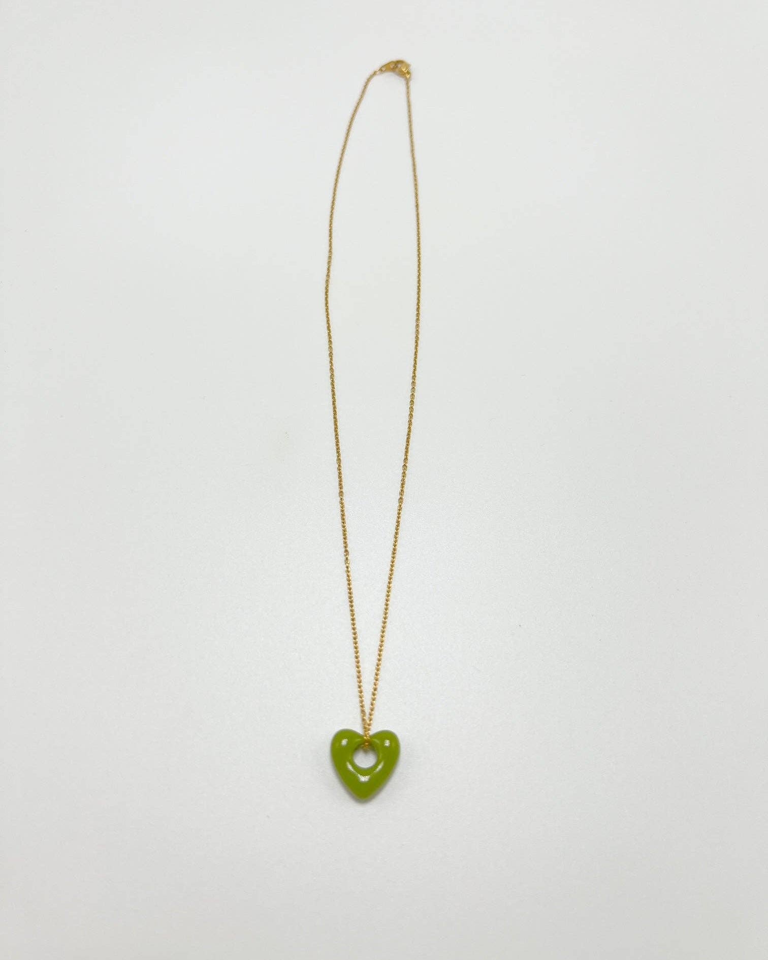 Signature Heart Necklace In Olive Green
