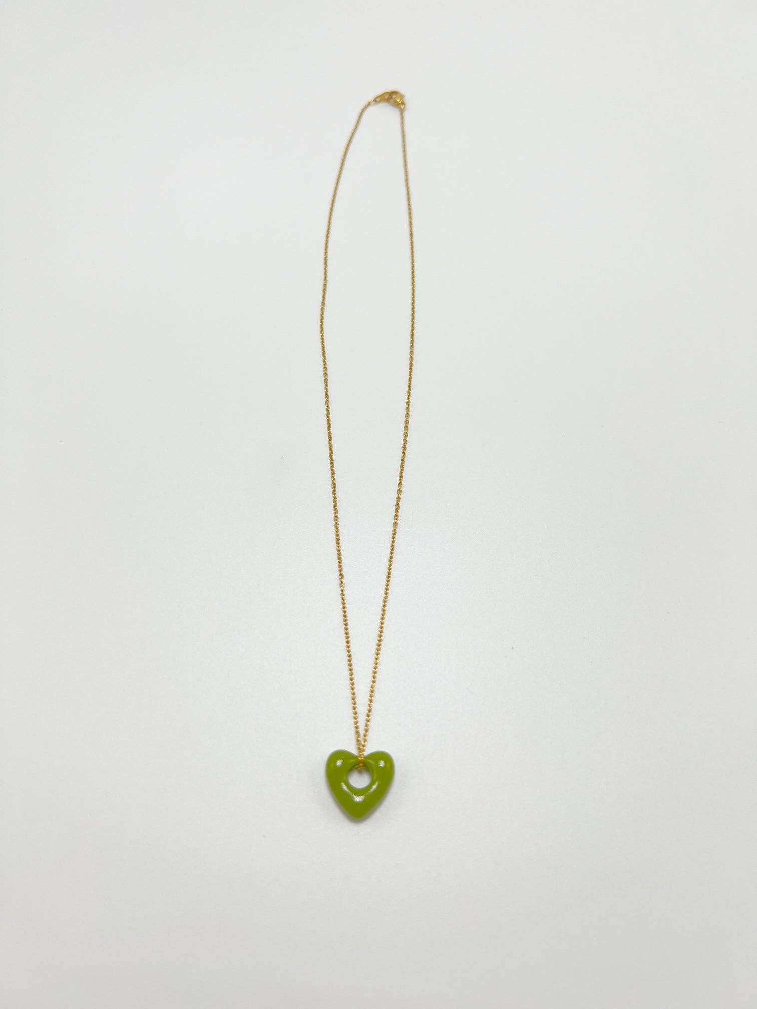 Signature Heart Necklace In Olive Green