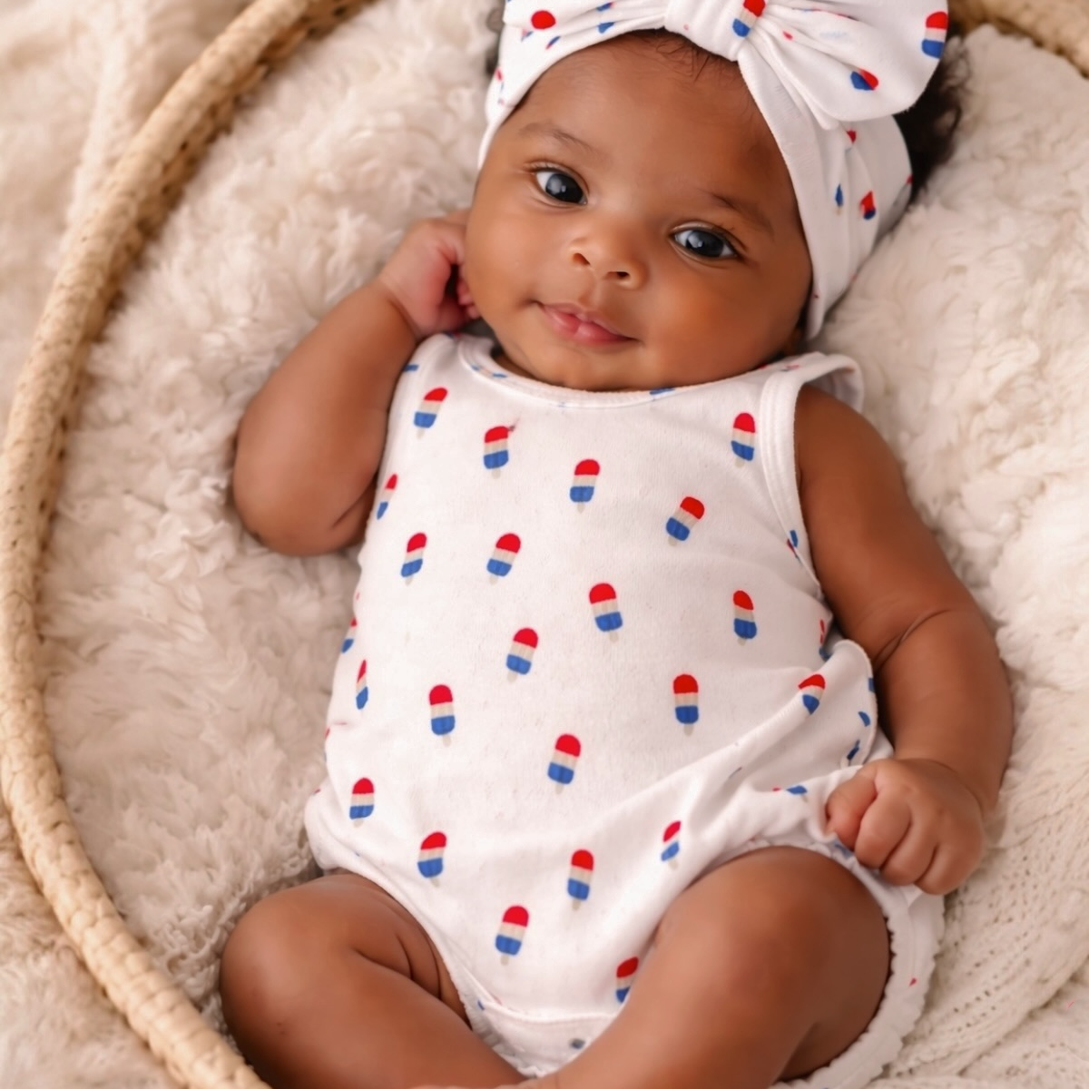 Popsicle Print Organic Pointelle Dune Bubble