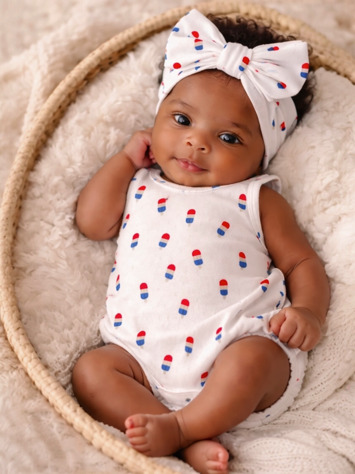 Popsicle Print Organic Pointelle Dune Bubble