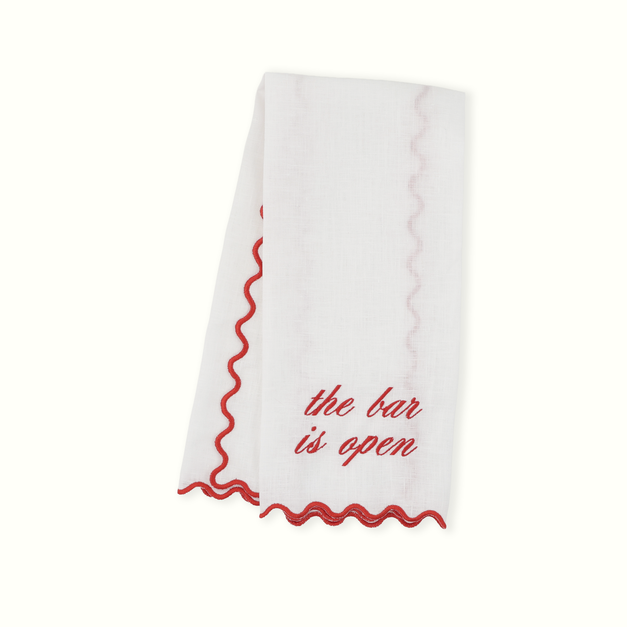 "The Bar Is Open" Linen Bar Towel
