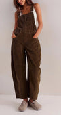 Barrel Leg Corduroy Overalls
