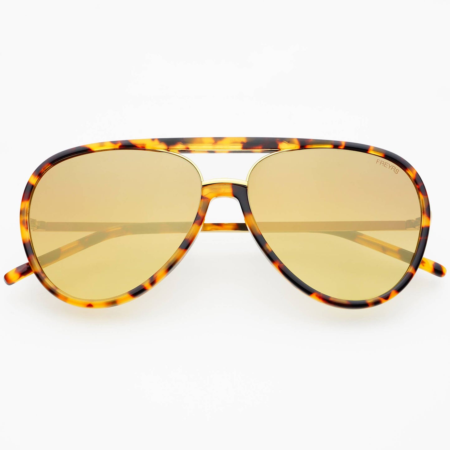 Shay Tortoise + Gold Mirror Unisex Aviator Sunglasses