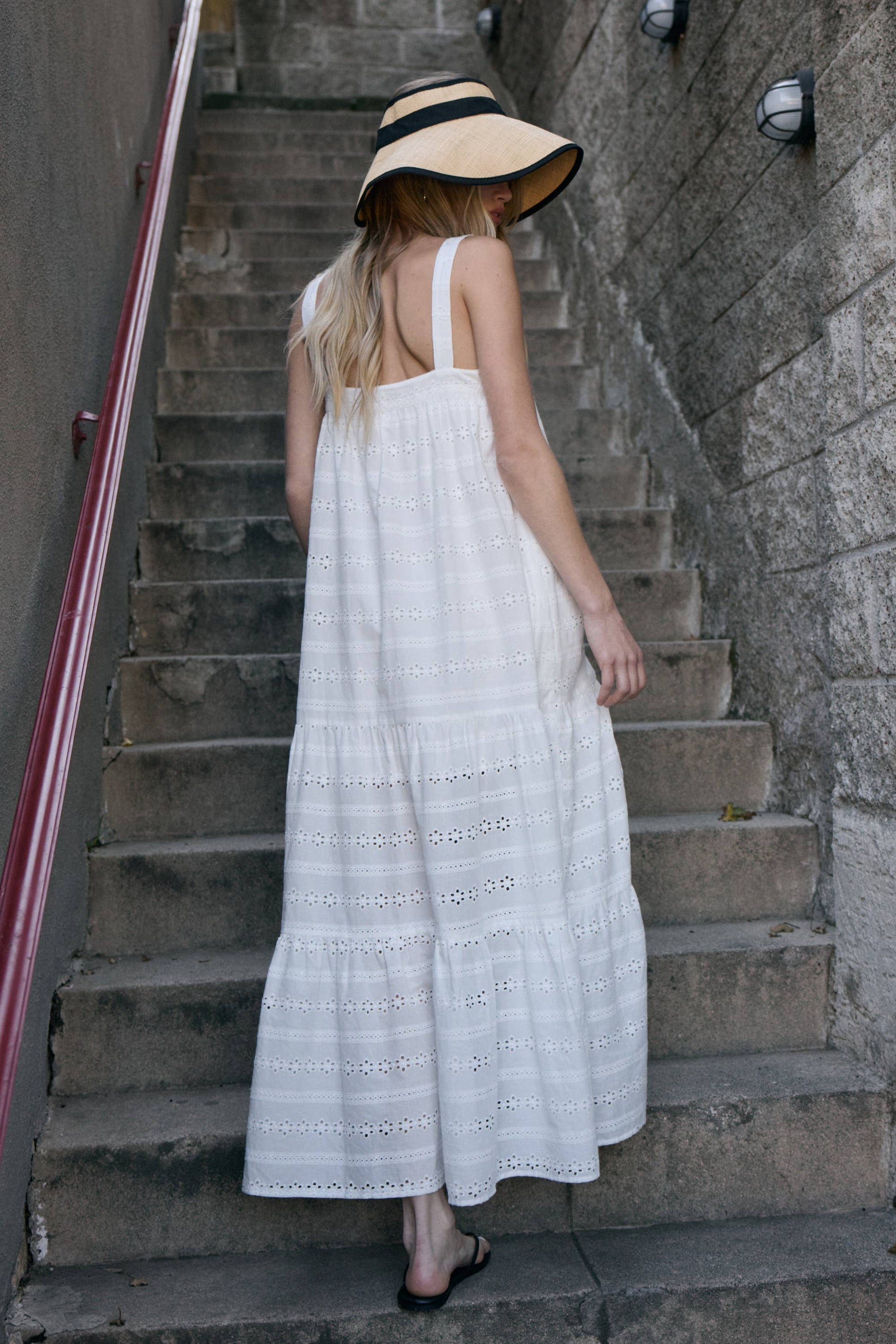 Tiered Eyelet Maxi Dress