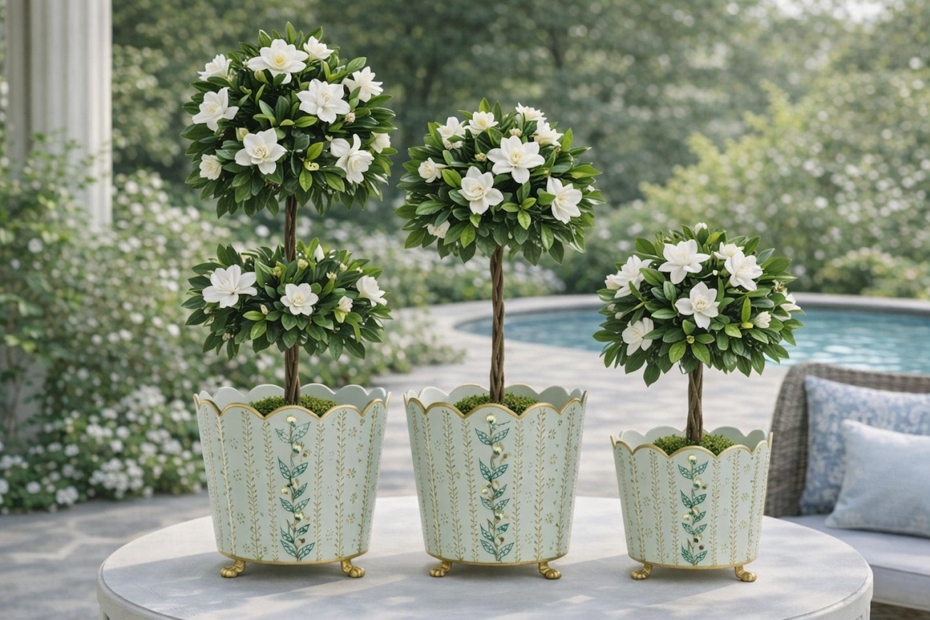 Green & Gold Floral Planter