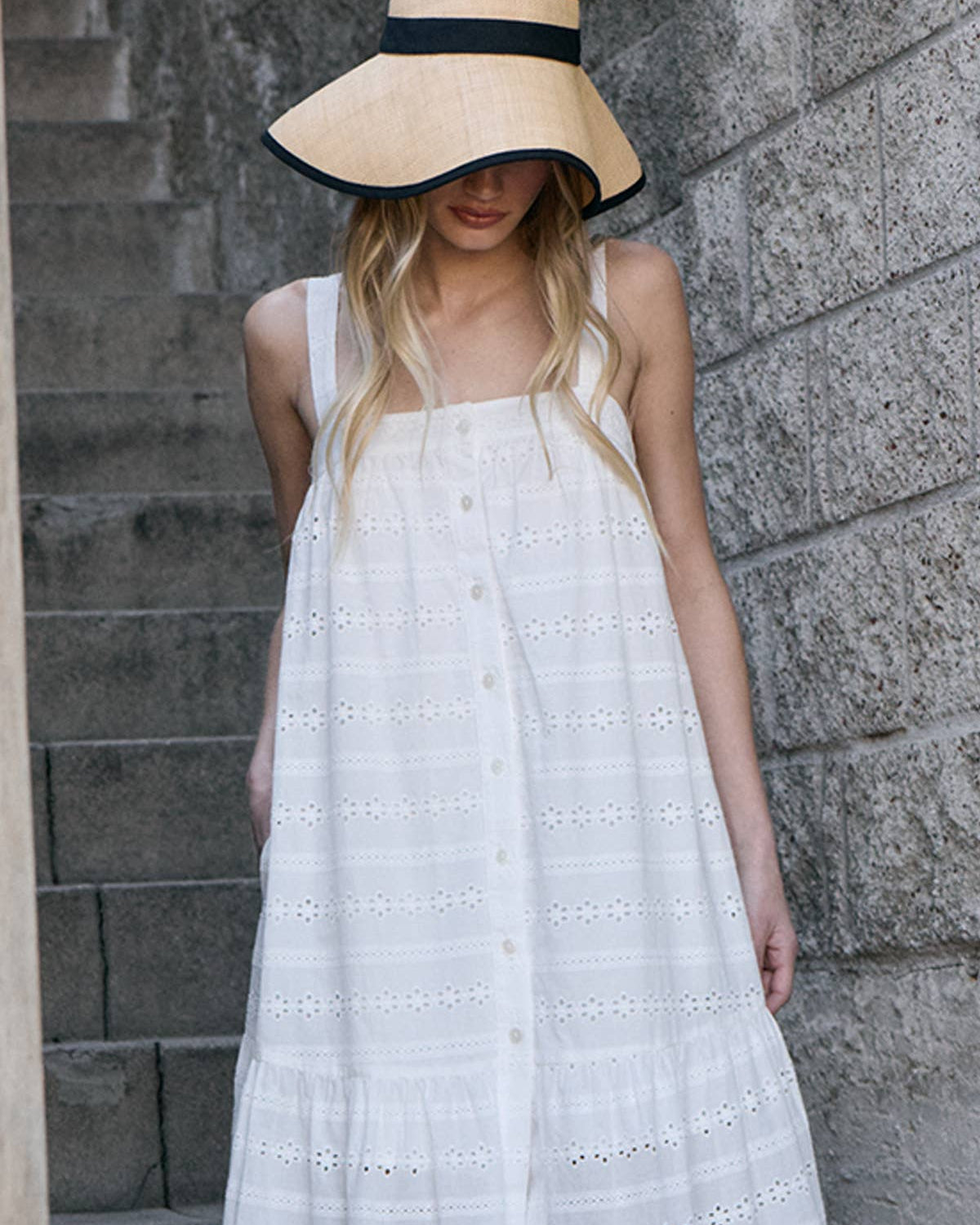Tiered Eyelet Maxi Dress