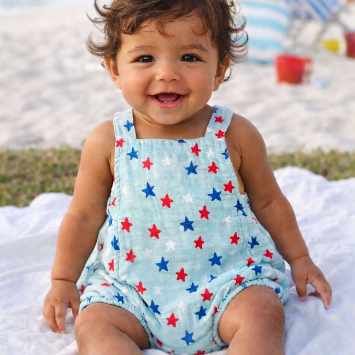 Splendid Stars Blue Muslin Retro Sunsuit