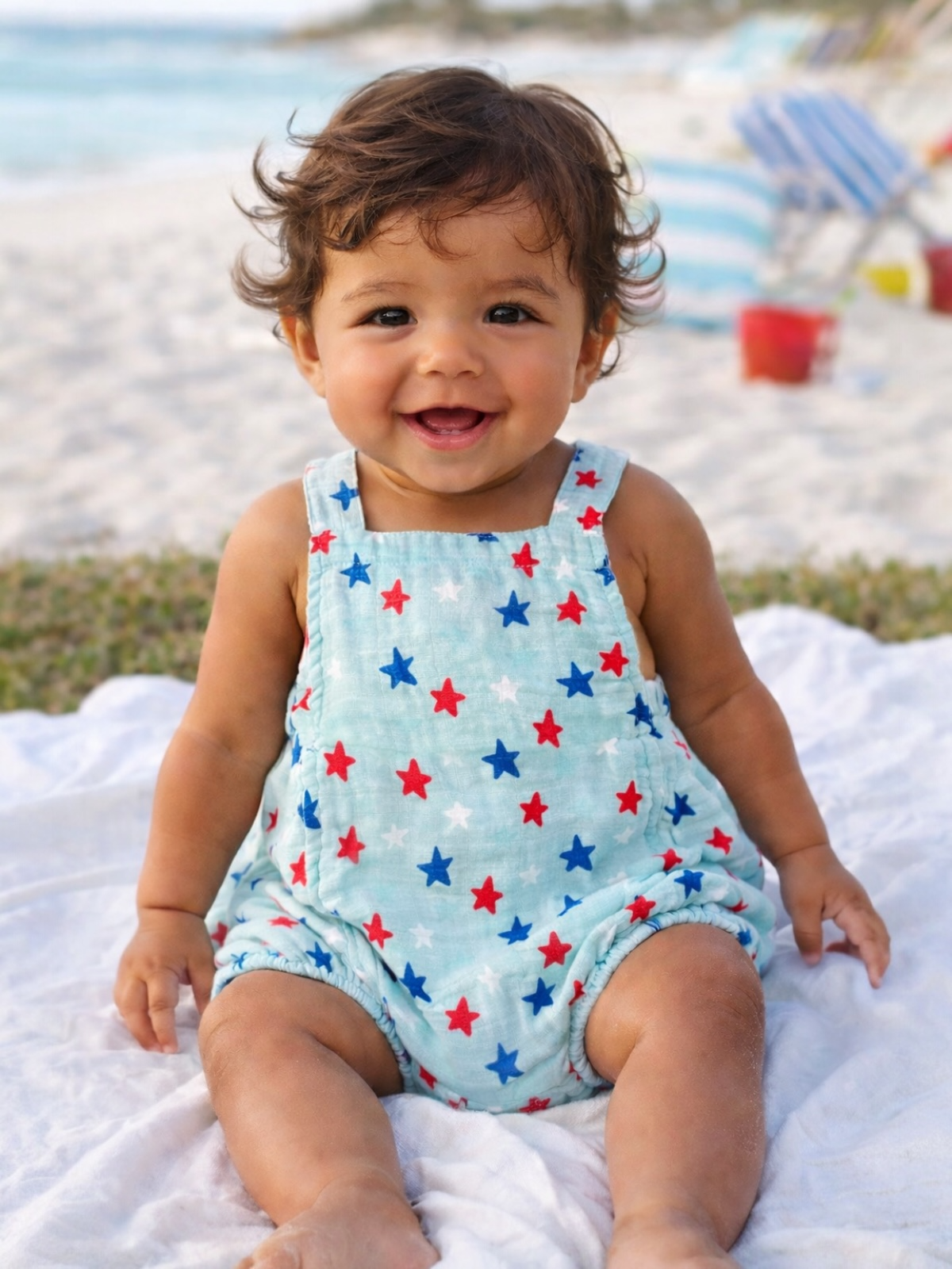 Splendid Stars Blue Muslin Retro Sunsuit