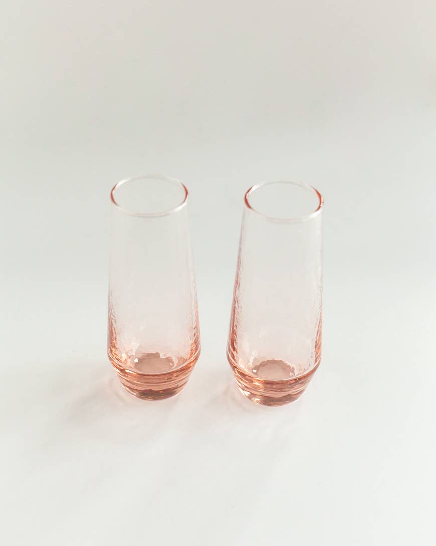 Handblown Hammered Champagne Flutes | Set of 2