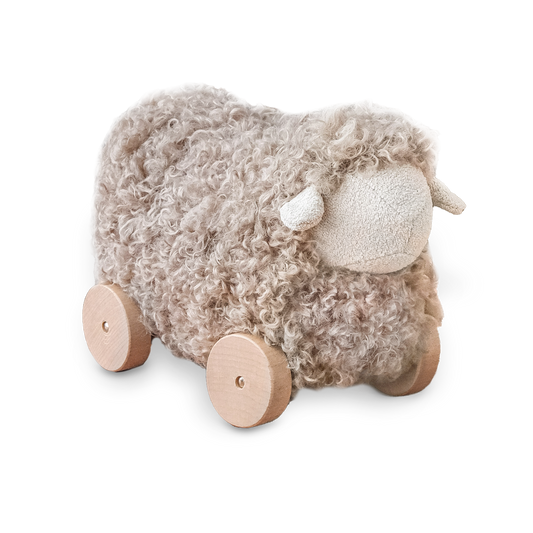 Button The Pull-Along Sheep in Taupe