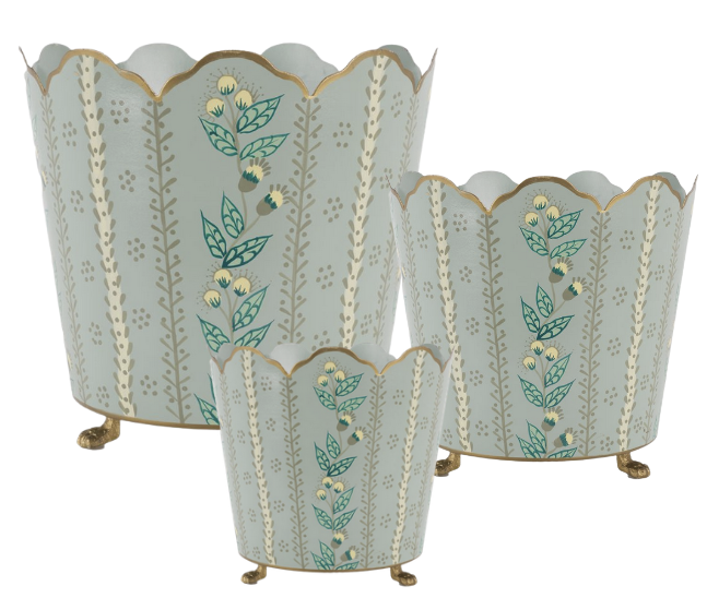 Green & Gold Floral Planter