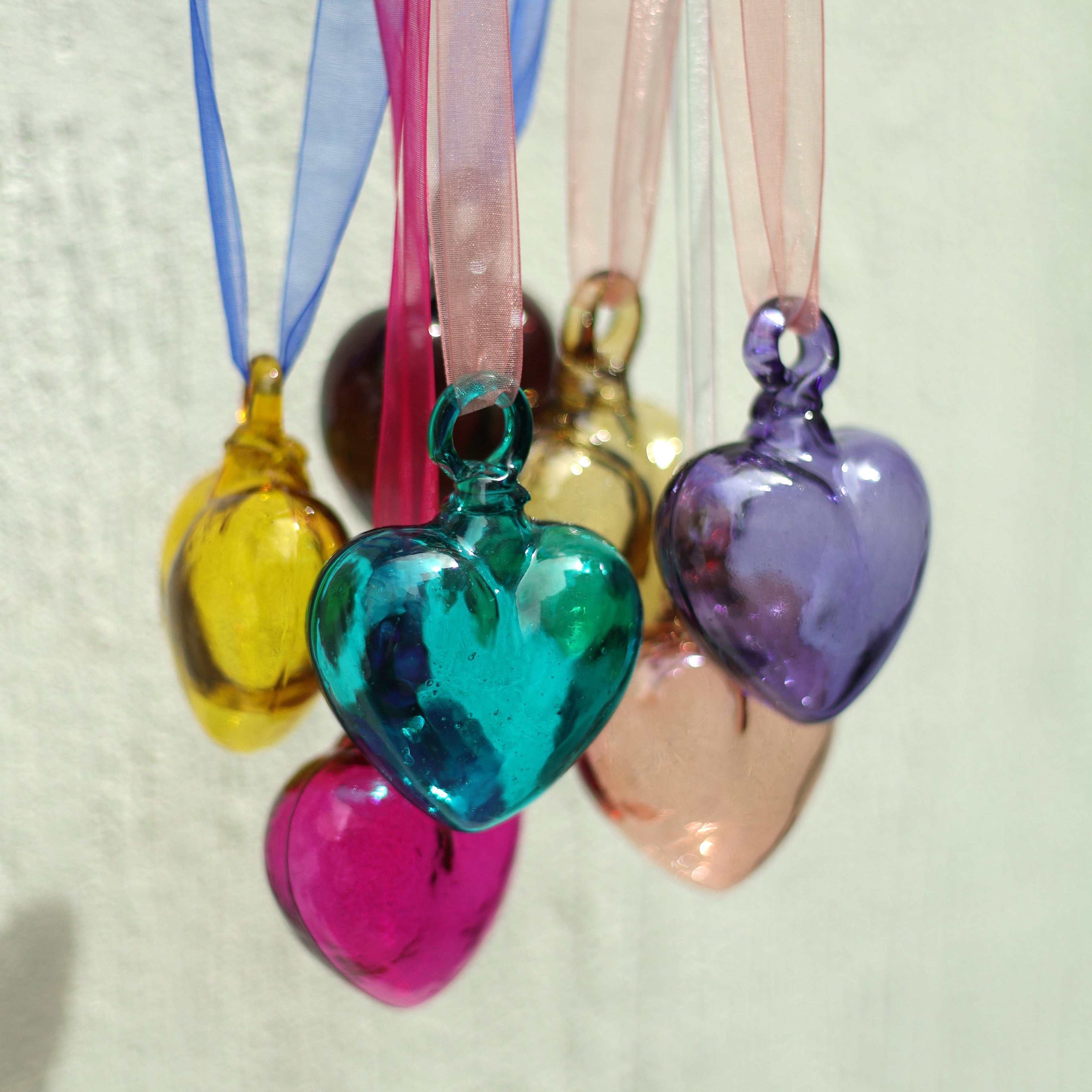 Hand Blown Decorative Glass Hearts