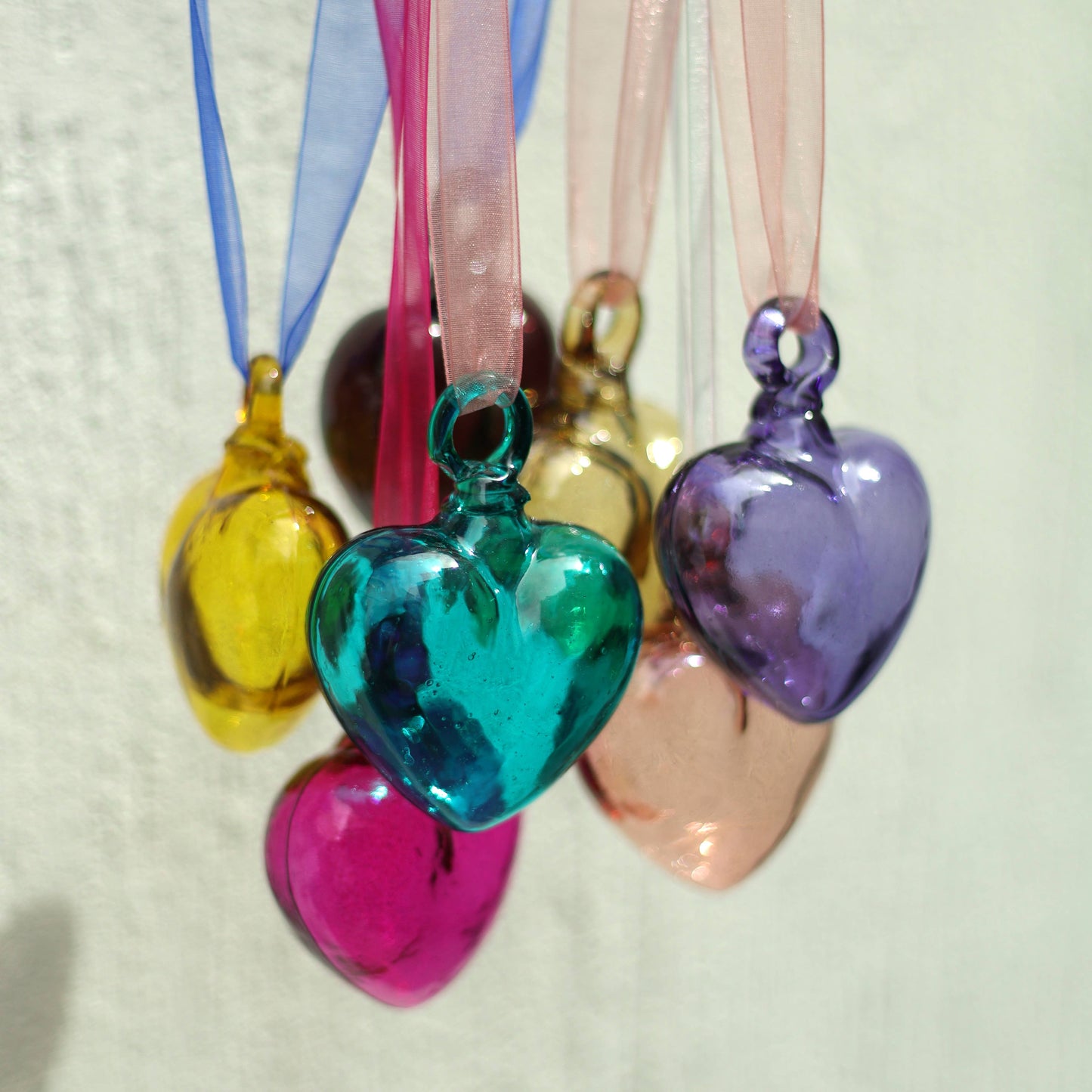 Hand Blown Decorative Glass Hearts