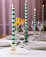 Green Stripe Dinner Candle