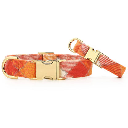 Pumpkin Spice Plaid Flannel Fall Dog Collar