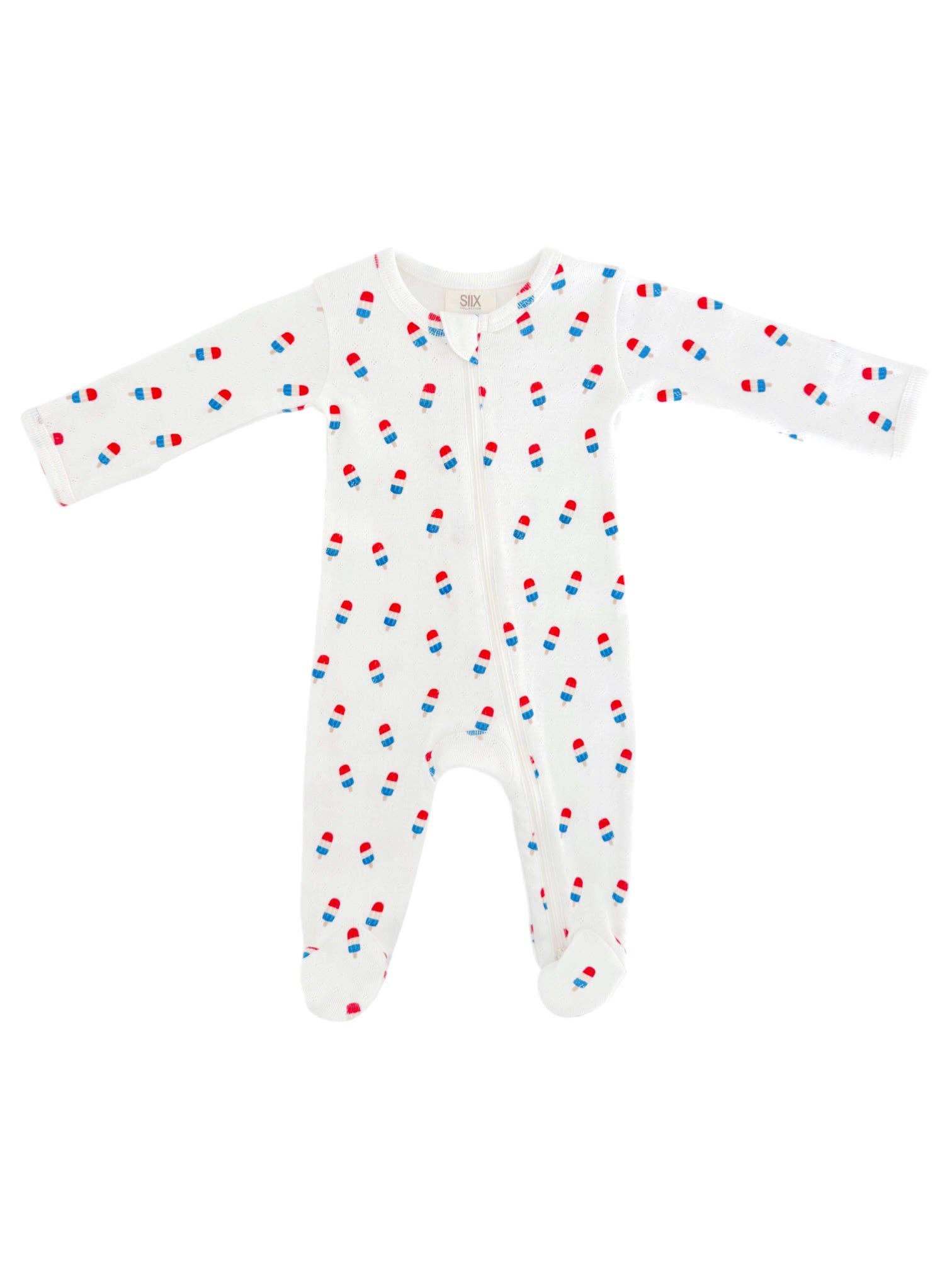 Popsicle Print Organic Pointelle 2-Way Zip Footie