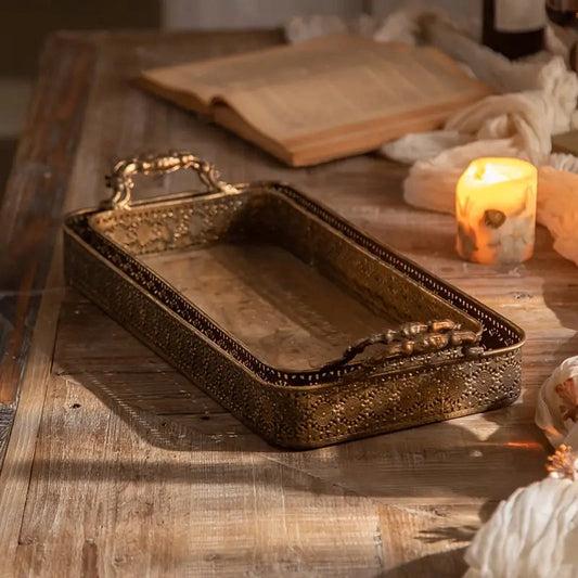 Vintage Style Filigree Serving Tray Set