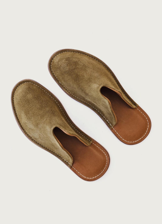 Mr. Grumpy Men's Olive Suede Slippers