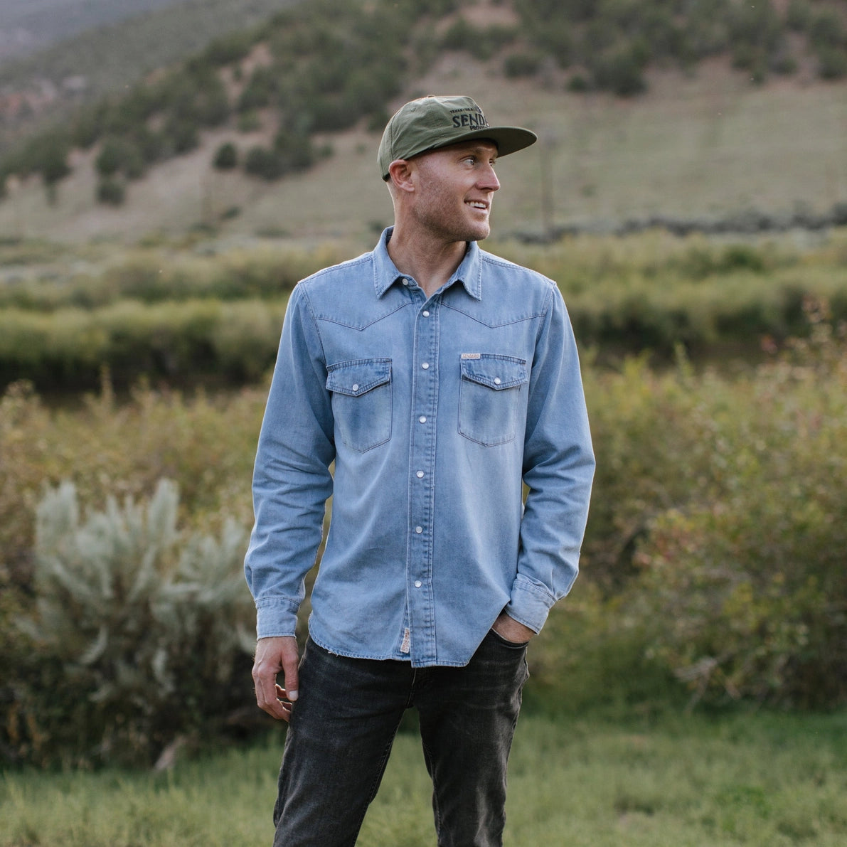 Wyatt Men's Western Denim Button Down